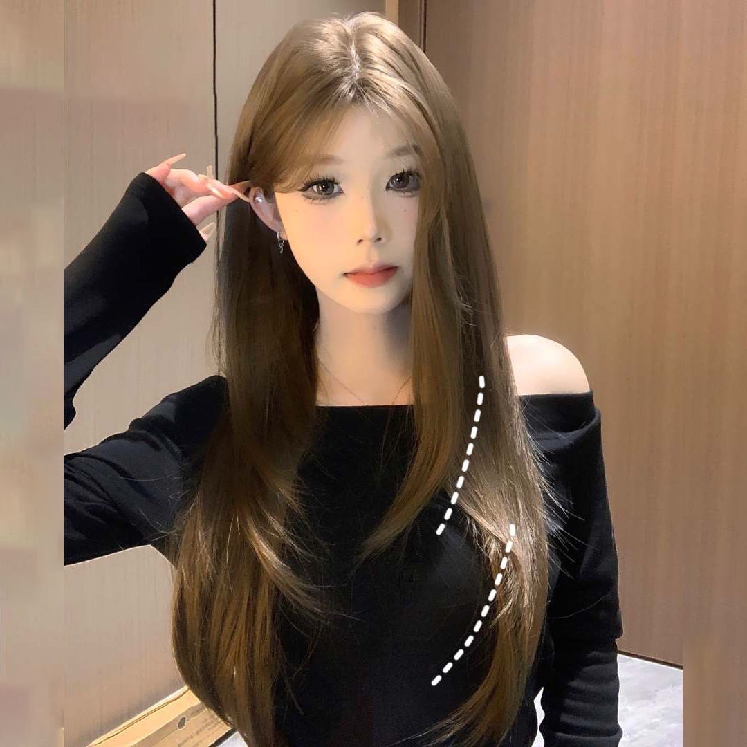 夏季升级款全头套式假发女长直发网红lolita自然轻薄蓬松饱满中分