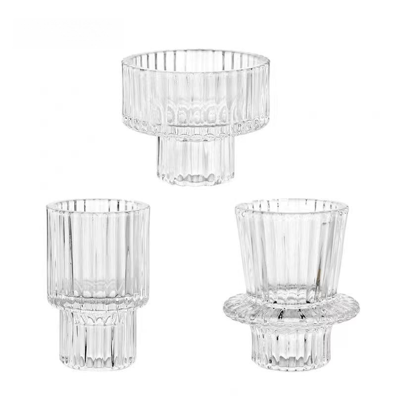 Factory Simple Creative Crystal Glass Candlestick Bar Restaurant and Cafe Decorative Ornaments Small Night Lamp Candle Holder
