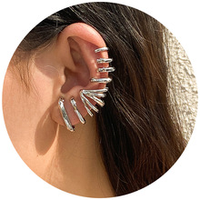 欧美跨境小众胸骨头耳骨夹耳钉饰品 个性轮廓镂空金属earrings女