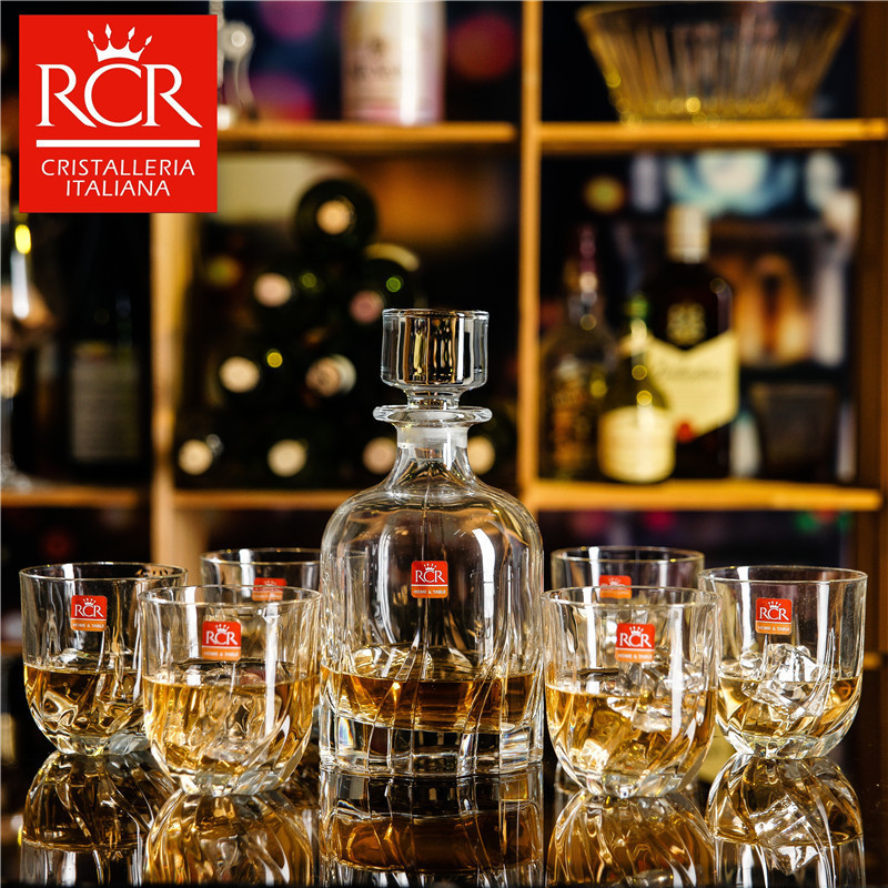 意大利皇冠rcr原装进口无铅水晶酒具威士忌酒具套装7件套1壶 6杯