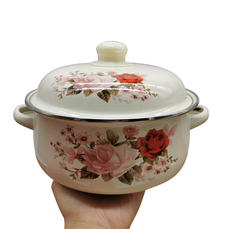 加厚珐琅搪瓷煲汤锅双耳家用炖锅福锅烧锅煮面锅燃气灶电磁炉通用