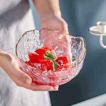 批发日式金边玻璃碗甜品碗汤碗饭碗家用客厅水果盘创意碗碟套装沙