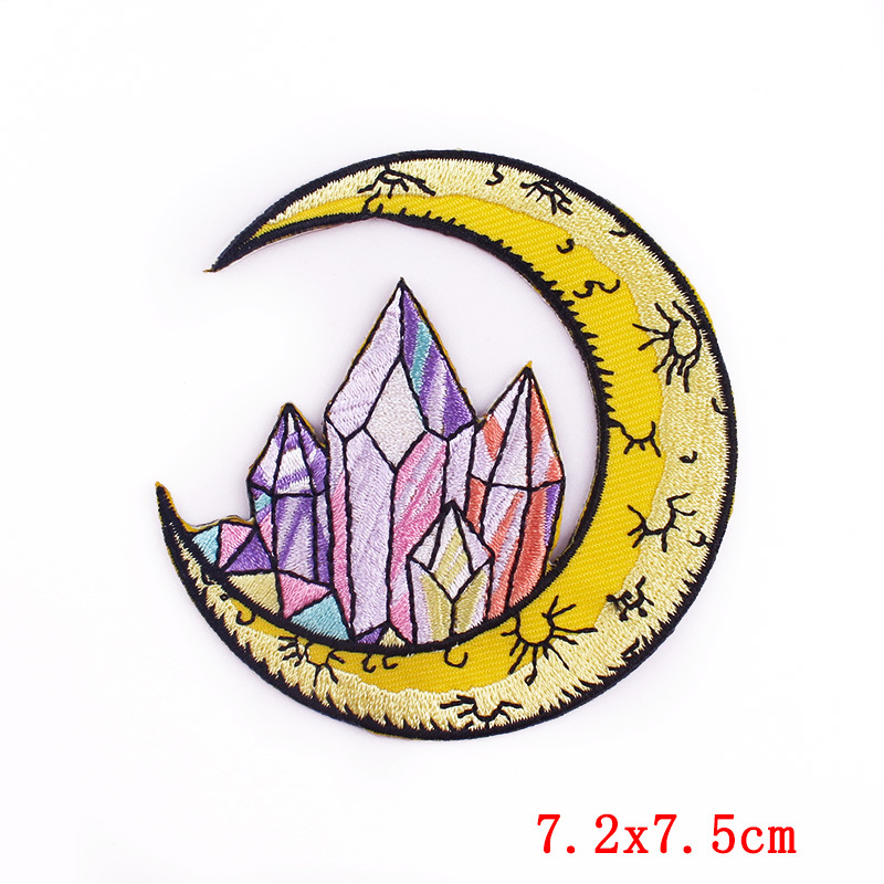 亚马逊热卖月亮宝石刺绣布贴t恤diy日本樱花补丁带背胶耐水洗印花