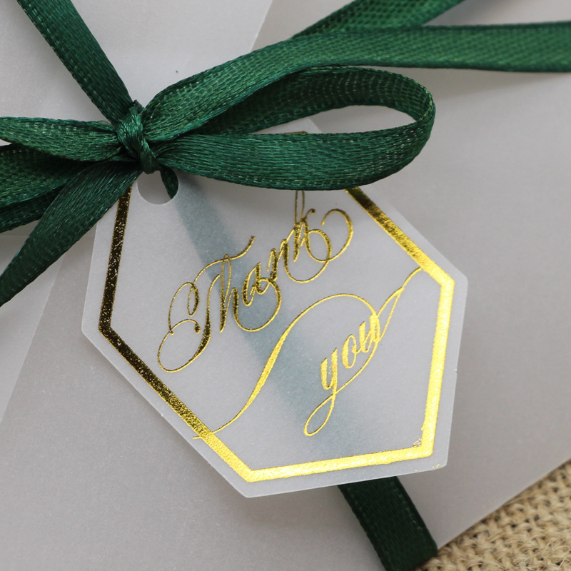 欧美韩风硫酸纸半透明烫金婚礼邀请函糖果盒吊牌标签小吊卡