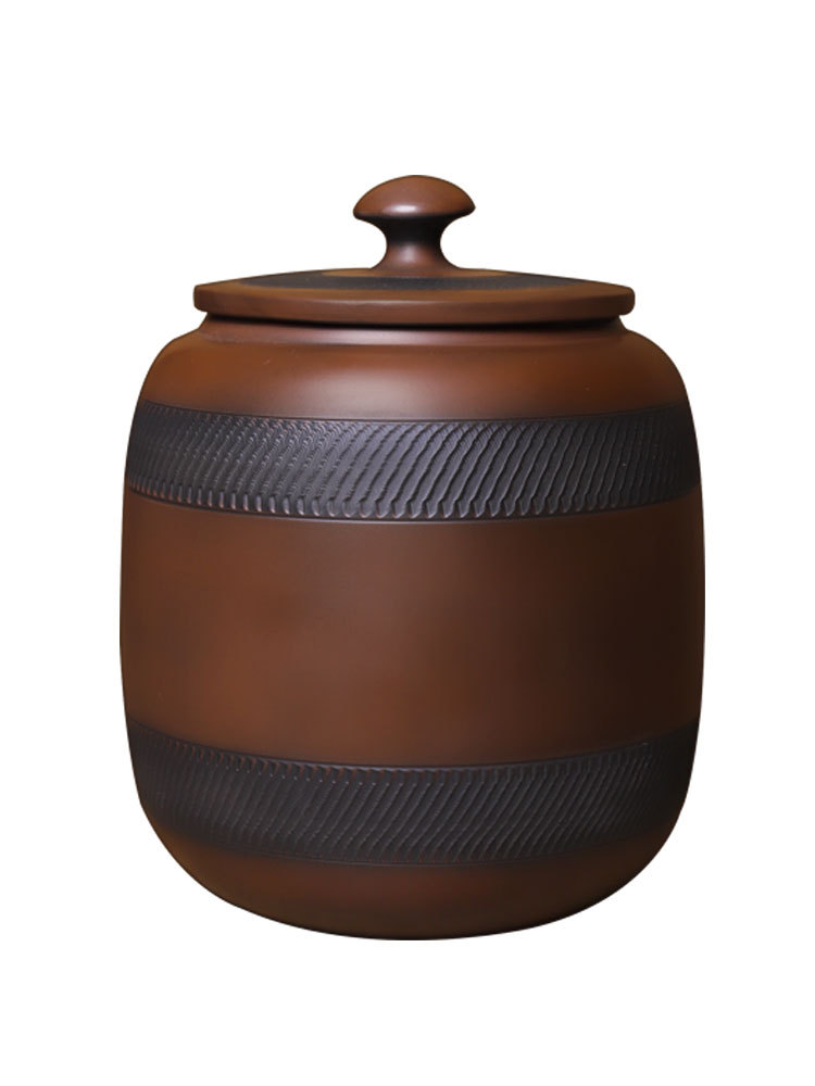 全手工一斤装普洱茶罐非紫砂醒茶罐密封陶罐云南建水紫陶茶叶罐