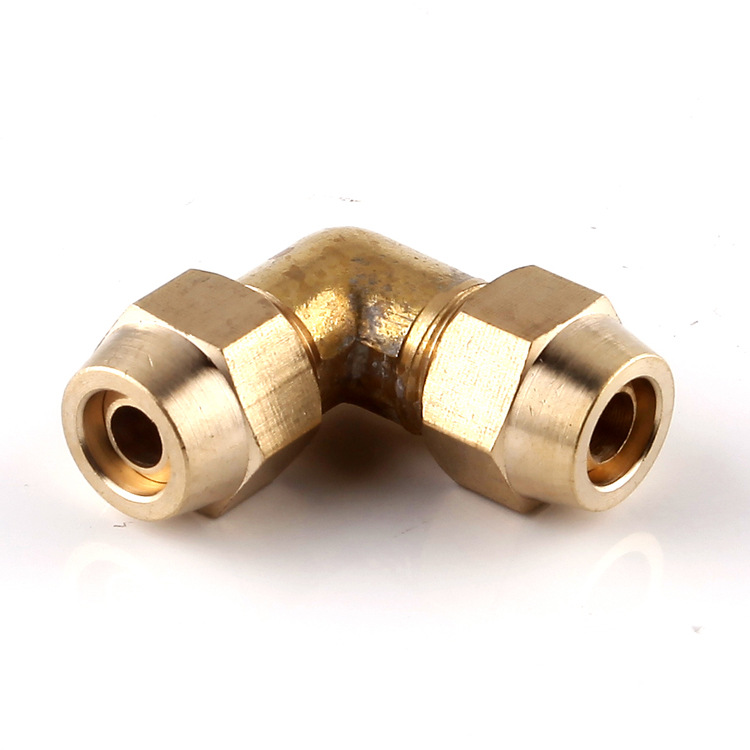 全铜双头扩口弯头铜管铝管油管喇叭口接头6mm12mm空调制冷铜接头