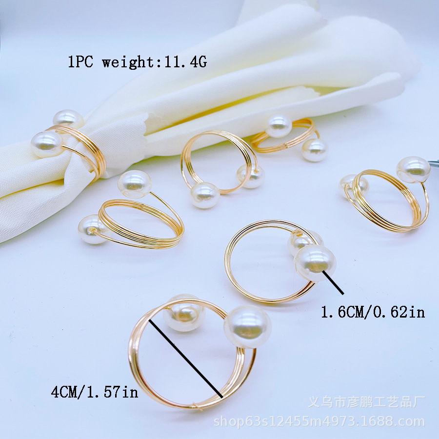 Amazon Cross-Border Hotel Napkin Ring Spring Pearl Design Napkin Ring Napkin Ring Wedding Exquisite Napkin Ring