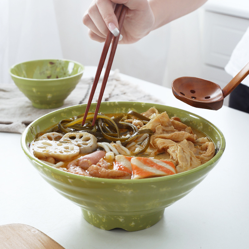 密胺拉面碗商用加厚麻辣烫碗螺纹印花汤面碗美耐皿仿瓷碗工厂批发