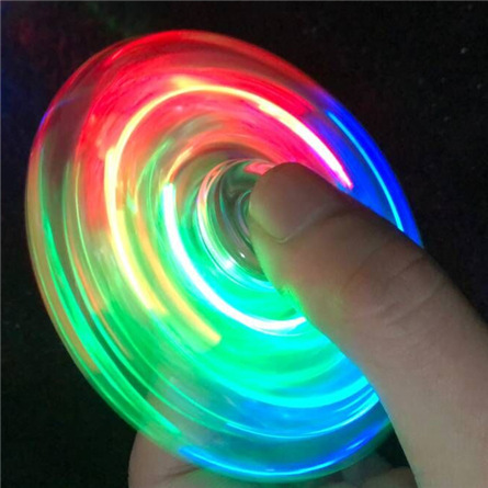 Three-Leaf Fingertip Gyro Horse Running Light Toy Decompression Finger Creative Toy Colorful Luminous Black Technology Gyro Wholesale