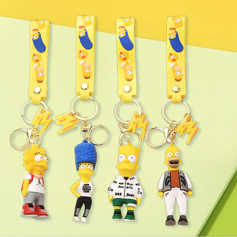 Simpson Cartoon Silicone Key Chain Doll Cute Pendant Toy Bag Bag Charm Keychain Trinket