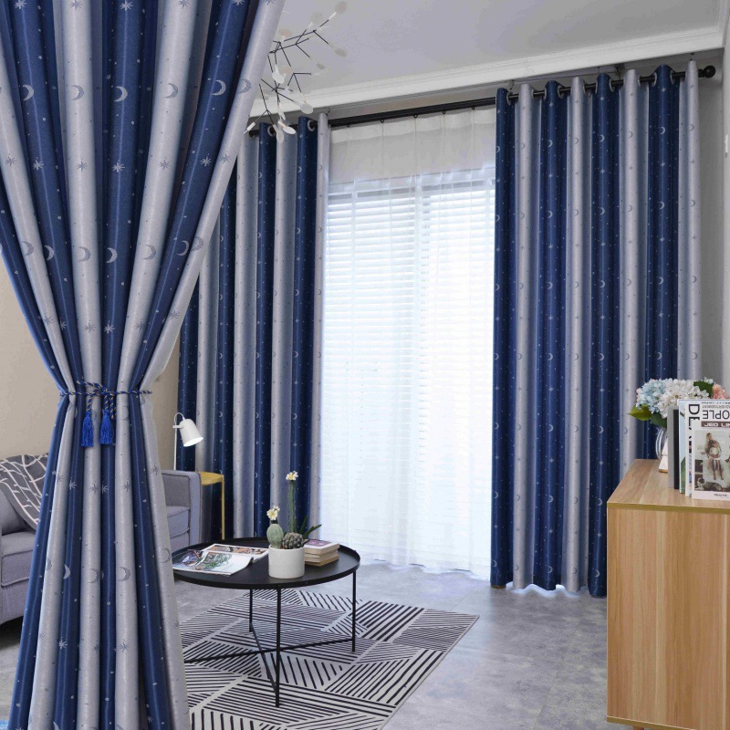 窗帘 遮光加厚卧室女生遮阳布防晒隔热出租房客厅阳台飘窗成品