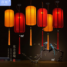 中国风仿古中式吊灯新中式羊皮灯笼挂饰户外广告布艺冬瓜灯笼