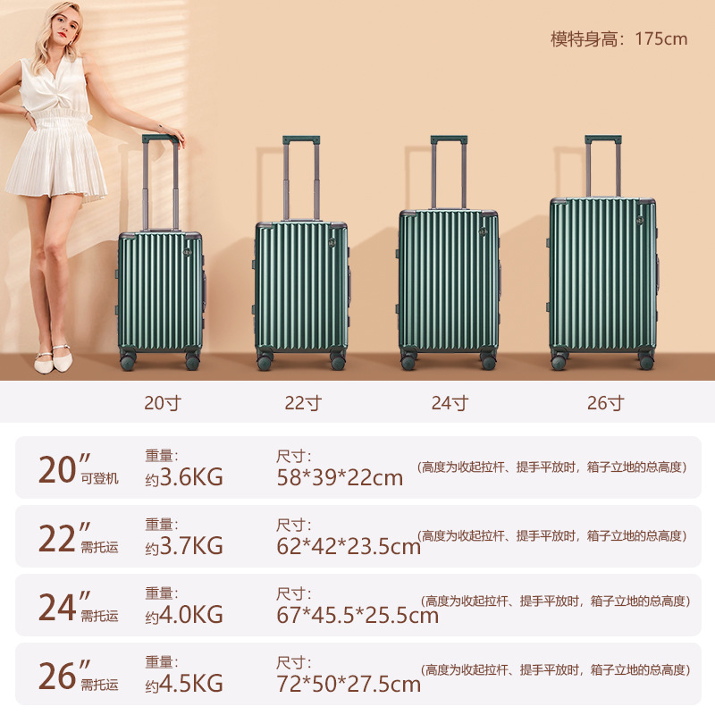 Factory in Stock Wholesale Aluminium Frame Luggage 20-Inch Mute Boarding Bag Candy Color Pc Luggage 24-Inch Suitcase