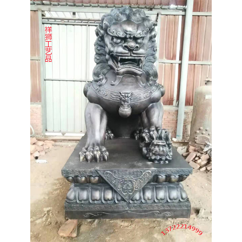 大号铜狮子雕塑铸铜故宫狮纯铜宫门狮户外银行故宫狮子摆件批发