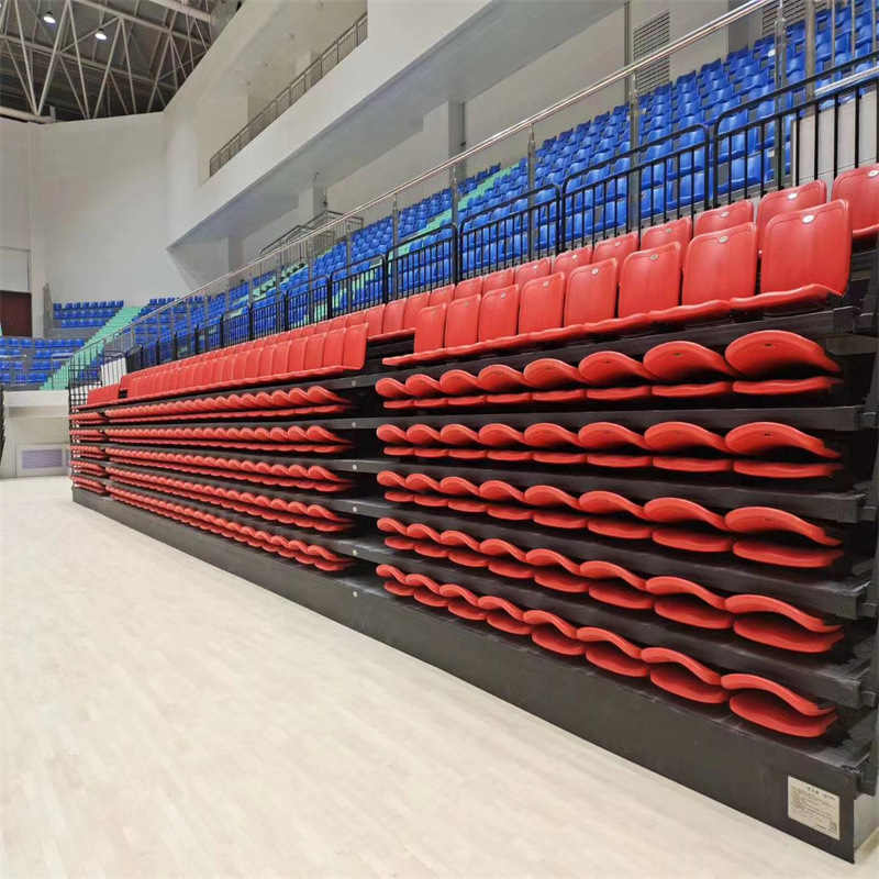 体育馆电动折叠伸缩看台座椅 球场伸缩观众固定看台