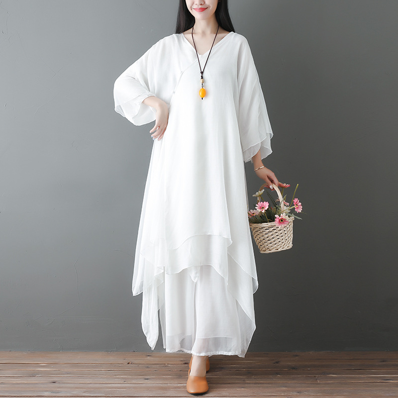 实拍2024禅舞服装女套装中国风禅意仙女连衣裙茶服禅服2件套-阿里巴巴