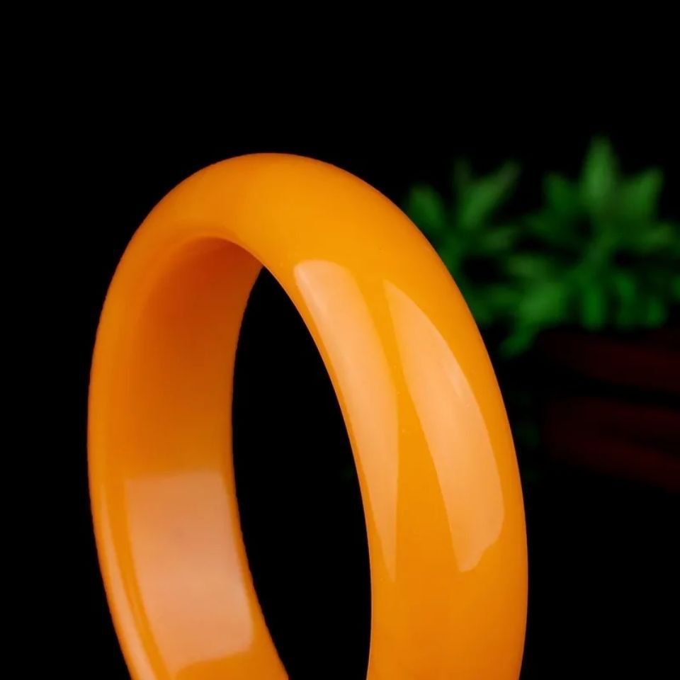 新疆和田黄玉金丝玉戈壁玉外蒙料黄加宽加厚 手镯女款玉镯子