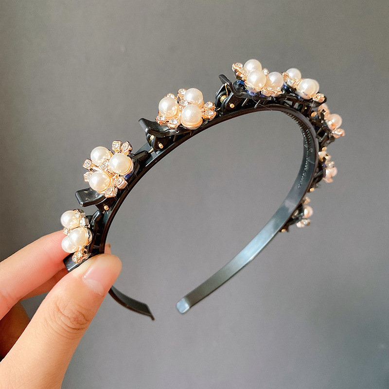 New Internet Celebrity Hair Clip Hairpin Pearl Headband Braided Bangs Hair Patch Headband Women's Headdress