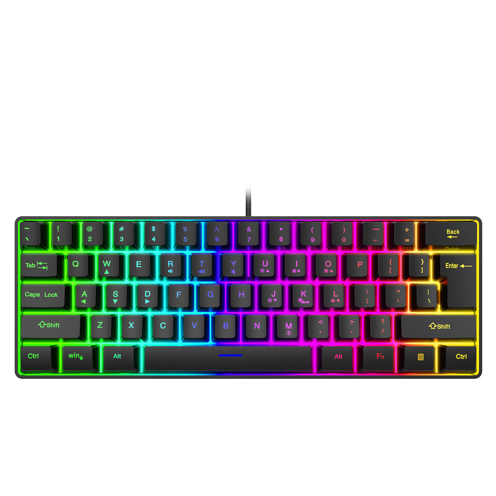 61 Key Yunguoguo K401 Notebook Desktop Wired Game Small Keyboard RGB Illuminant Keyboard Wholesale Delivery