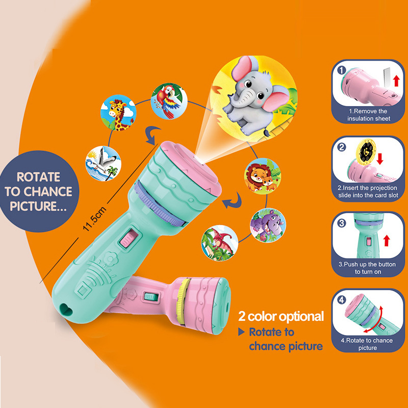 儿童发光投影手电筒早教识图卡通趣味男孩女孩地摊礼品玩具批发