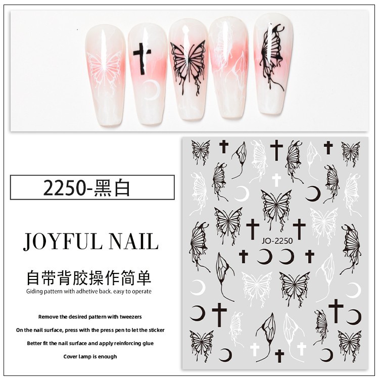 Butterfly Nail Sticker Xiaohongshu Hot Sale Laser Liquid Butterfly Asterism Nail Small Pattern Decals