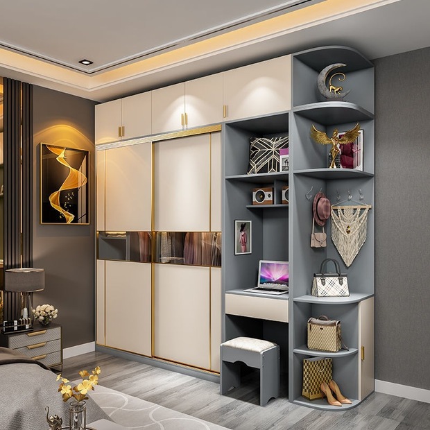 新款玻璃衣柜门定制推拉门家用轻奢柜门定做衣橱移滑门铝合金趟门