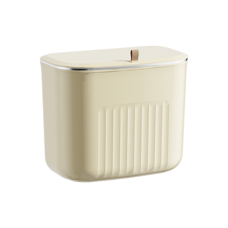 Cream Style Kitchen Trash Can Wall Hanging Household Toilet with Lid Toilet Living Room Wastebasket Kitchen Waste Hanging Storage Bucket