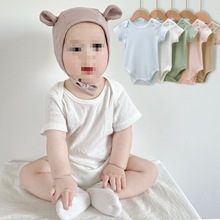 宝宝夏季连体衣婴儿混棉三角哈衣儿童短袖透气薄款包屁衣0-3衣服