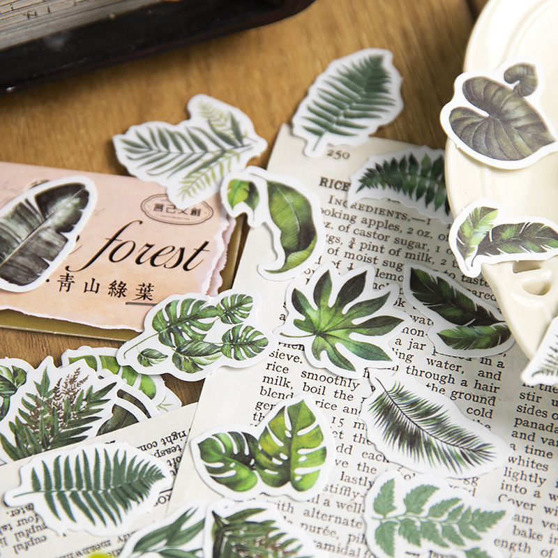 言己 山林小径系列 植物手帐日记diy素材装饰打底贴画贴纸包8款