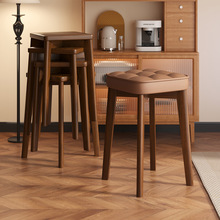 家用客厅实木高凳子可叠放餐厅备用方凳商用餐桌加厚板凳木头椅子