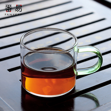 1S7E6只装玻璃功夫小茶杯加厚透明品茗杯子耐热带把小号家用茶具