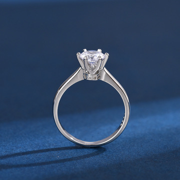 跨境经典六爪戒指女士结婚情侣求婚戒仿真钻戒时尚个性轻奢网红