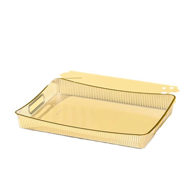 Light Luxury Tray Plastic Transparent Household Draining Teacup Water Cup Snack Tea Tray Rectangular Living Room Japanese Fruit Plate