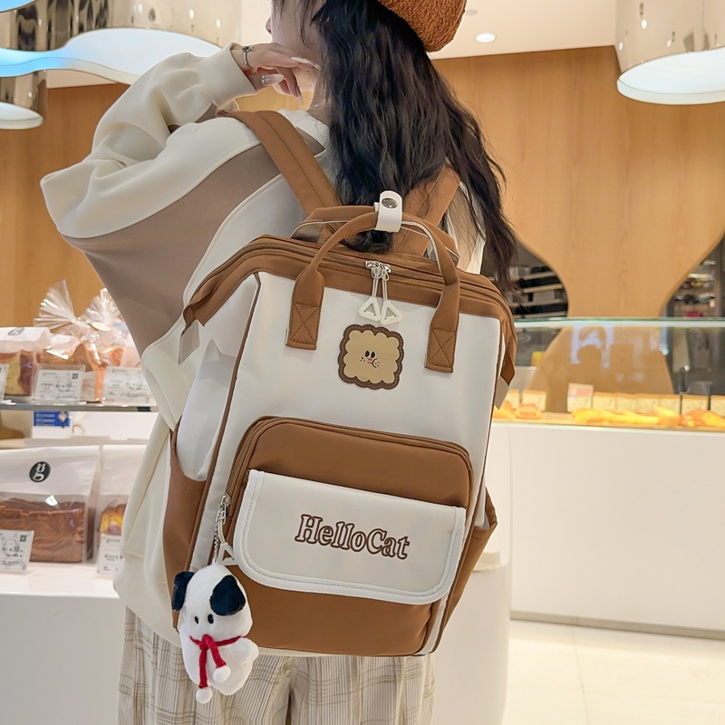 Backpack Female Ins Trendy Japanese Harajuku Style Cool Contrast Color Student Schoolbag Casual Simple Small Backpack