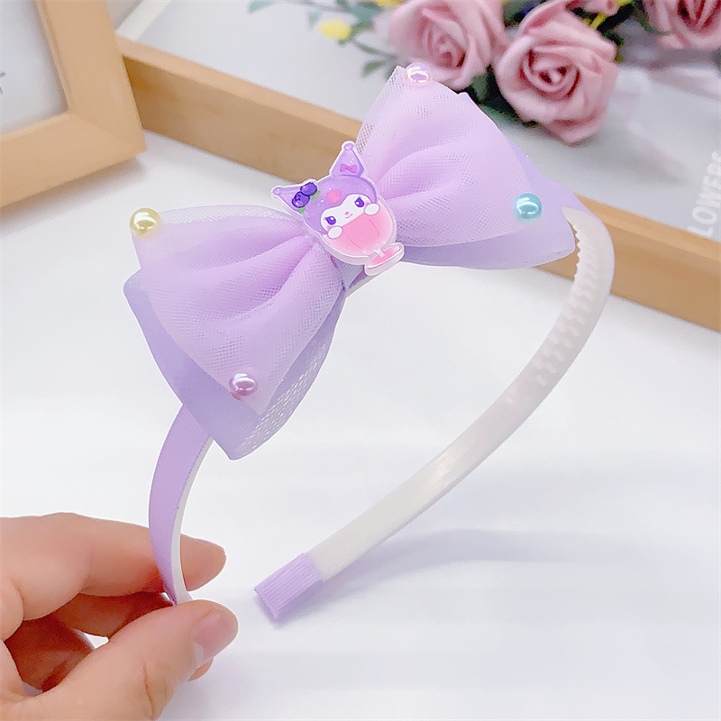 New Hair Accessories Wholesale Children's Little Girl Chiffon Bow with Ice Cream Cartoon Animal Headband Hairpin Hair Hoop