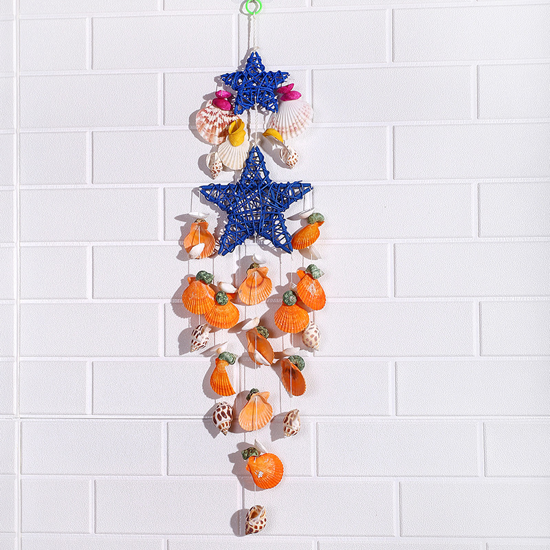 Factory Direct Sales Crafts Natural Marine Shell Starfish Wind Chimes Birthday Gift Balcony Room Hanging Door Decoration