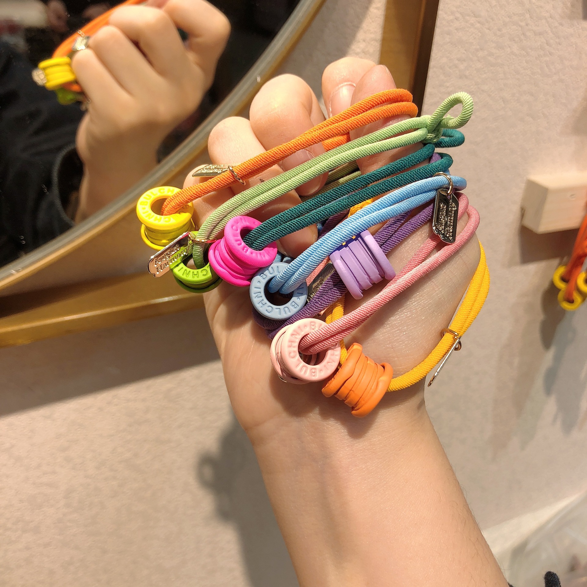 韩国小蛮腰发绳头饰女简约气质日韩发圈百搭圆柱皮筋头绳彩绳发饰