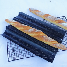法棍面包模具三槽四槽法国烤盘不沾 3槽4槽防粘法棍面包烤盘 法烤