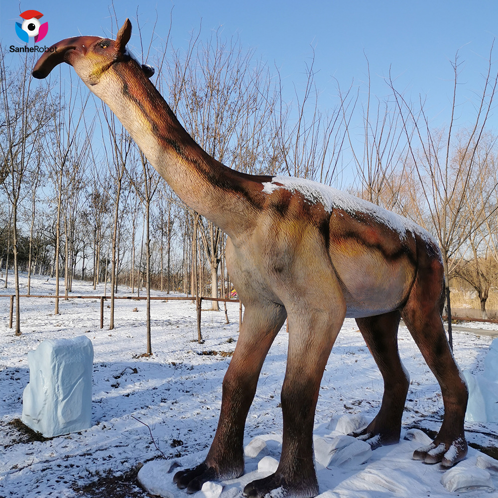 仿真史前动物长颈驼雕塑模型厂家生产 机械可动硅胶材质