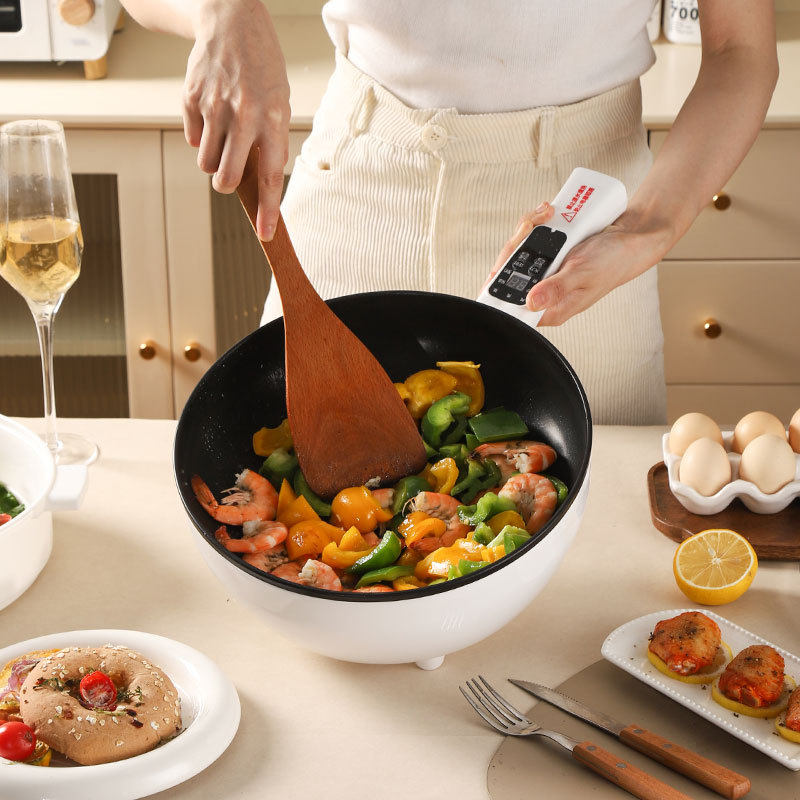 Multifunctional Portable Electric Frying Pan Double-Use Non-Stick Pot with Steamer Dormitory Home Smart Pot