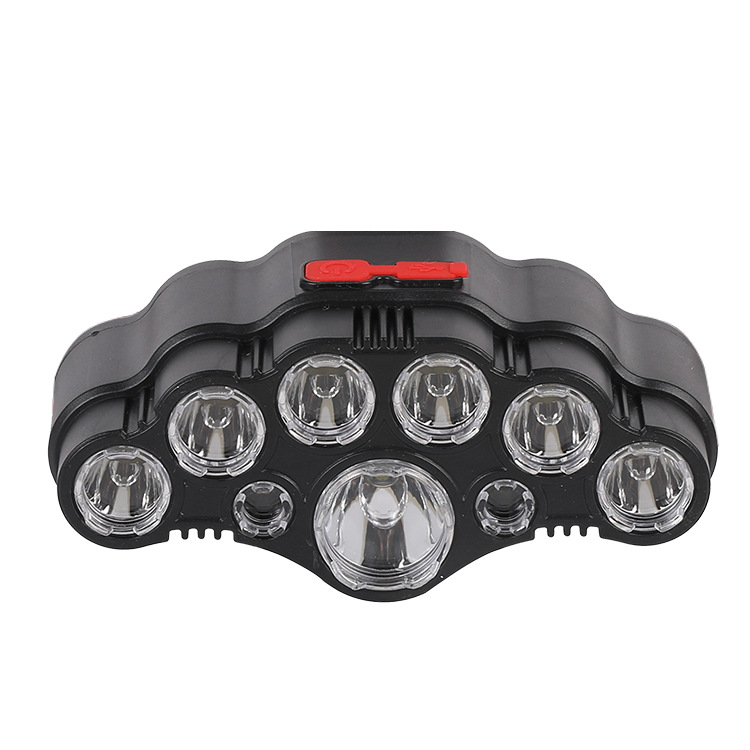 跨境九头头灯强光超亮usb可充电式钓鱼灯超亮头戴式led矿灯手电筒