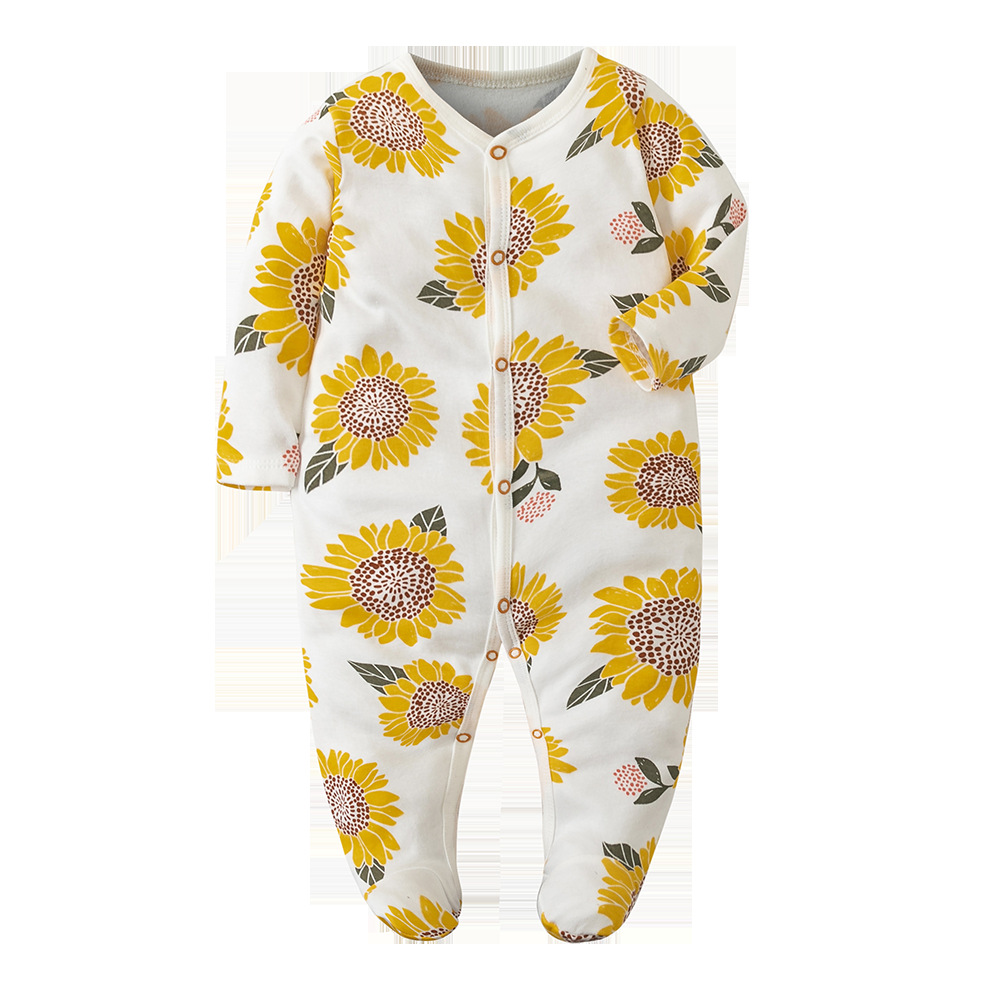 Factory Wholesale Baby Jumpsuit Foot-Wrapped Romper Newborn Baby Jumpsuit Bottom-Covering Rompers Autumn and Winter Pajamas Baby Clothes