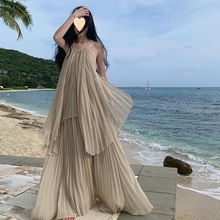 海边度假长裙高级氛围旅游拍照女神穿搭大摆飘逸仙气套装连衣裙子