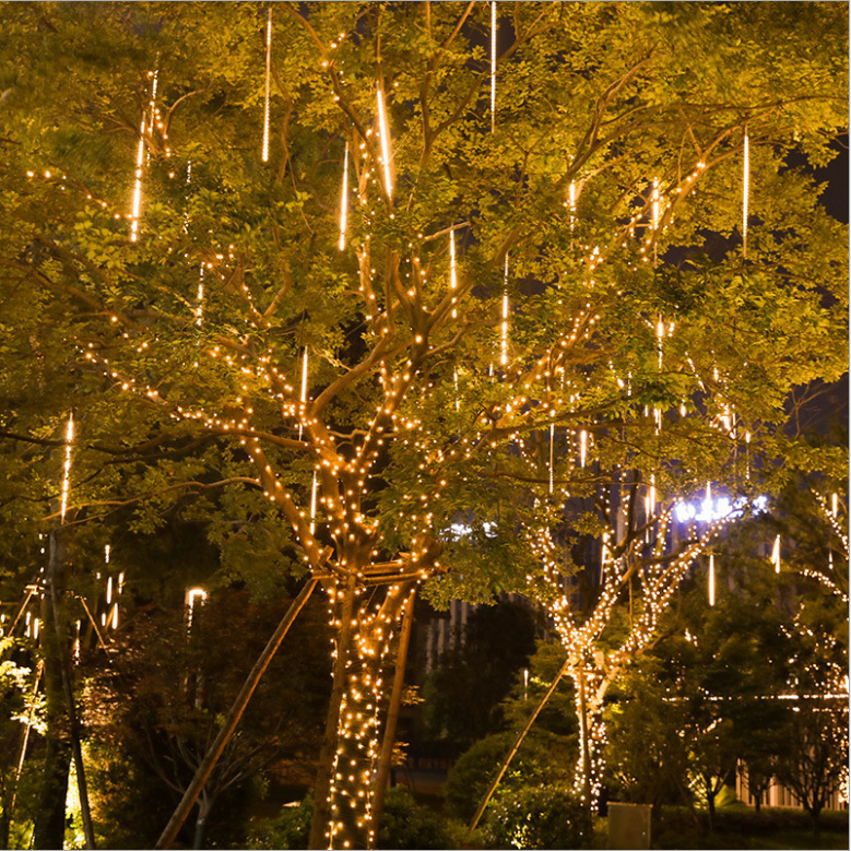 led流星灯彩色闪灯流星雨氛围灯饰户外贴片节日美化装饰灯串挂树