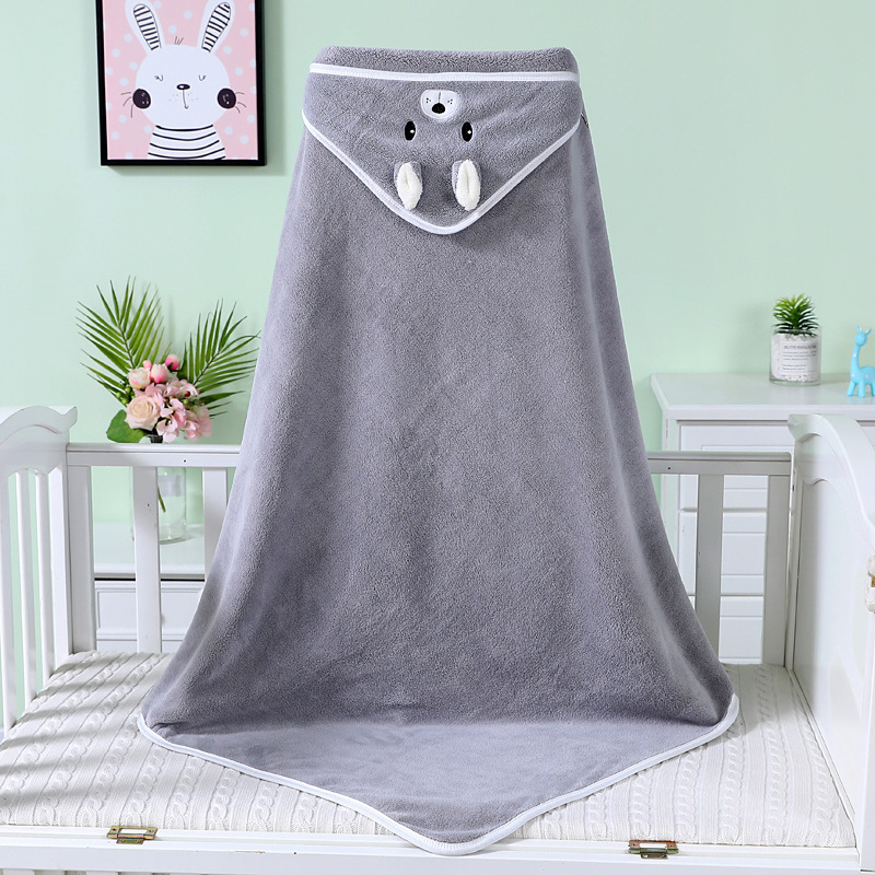 Newborn Baby Swaddling Quilt Coral Fleece Wrapping Towel Bath Towel for Children Embroidery Hug Blanket Hoodie Cloak Hooded Gro-Bag Baby Cape