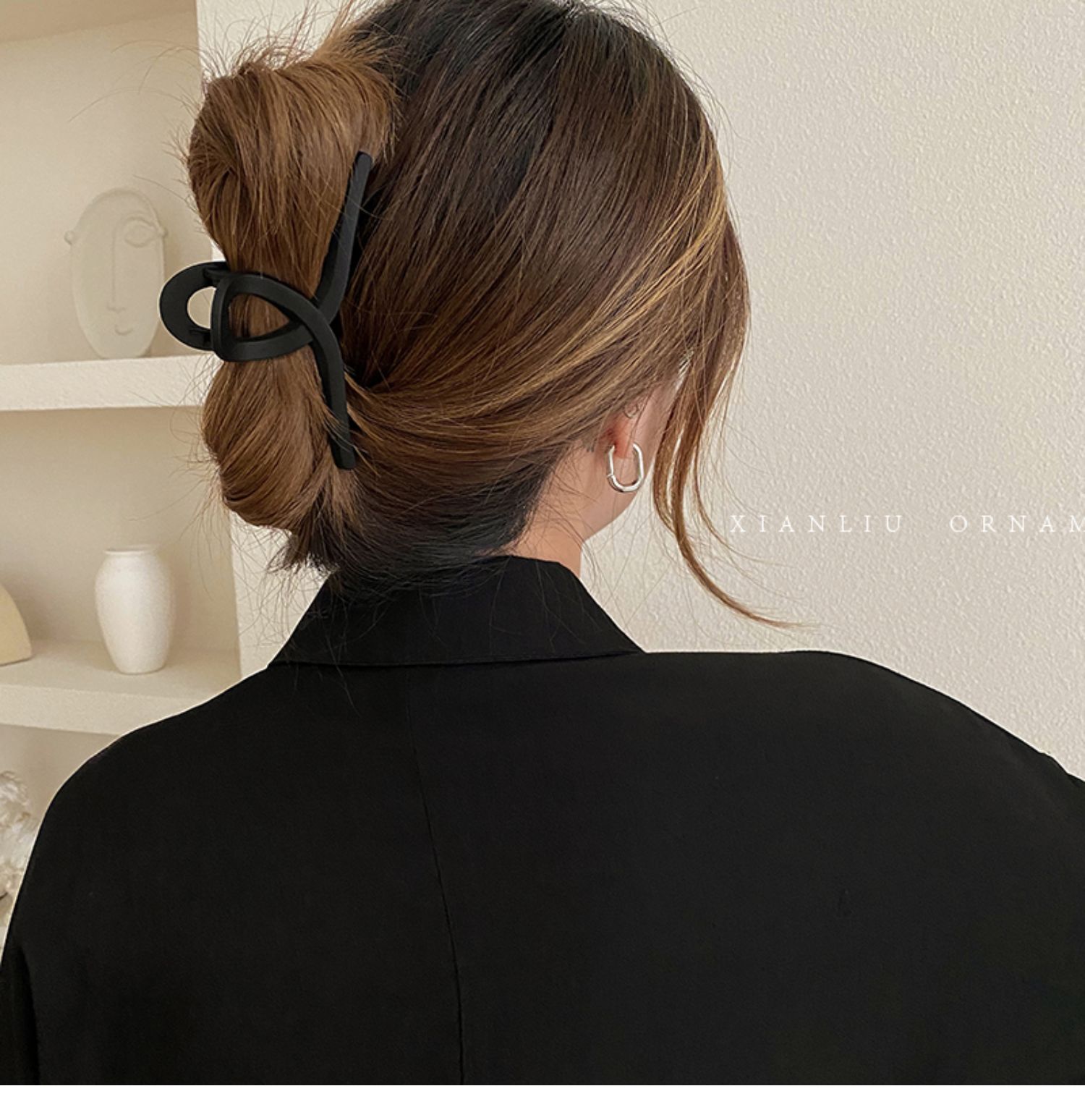 黑色发抓夹子合集!简约后脑勺发夹鲨鱼夹百搭刘海夹大号发卡头饰