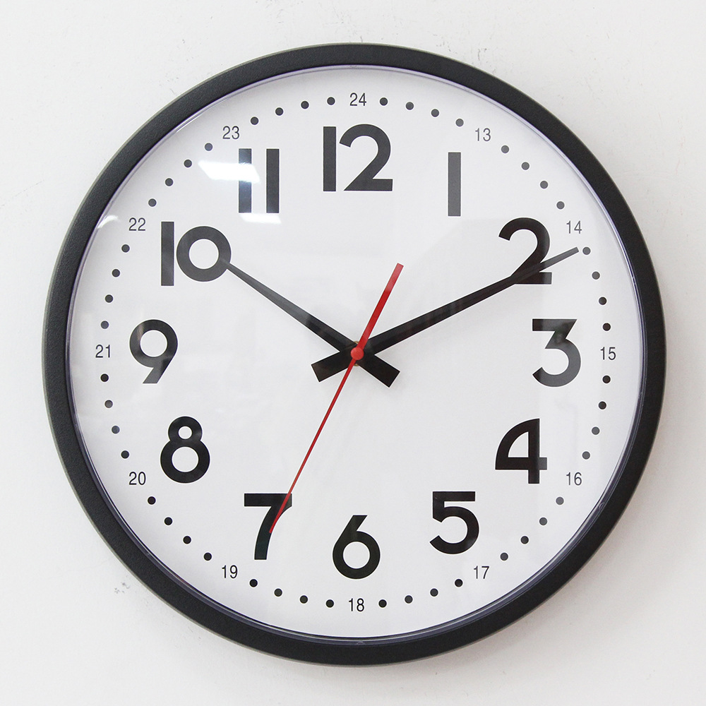 14英寸塑料镜面儿童挂钟客厅卧室静音时钟表简约现代厨房无玻璃
