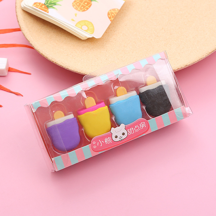 Cartoon Dessert Eraser Boxed Cute Student Children's Prizes Gift Painting Eraser Learning Stationery Eraser