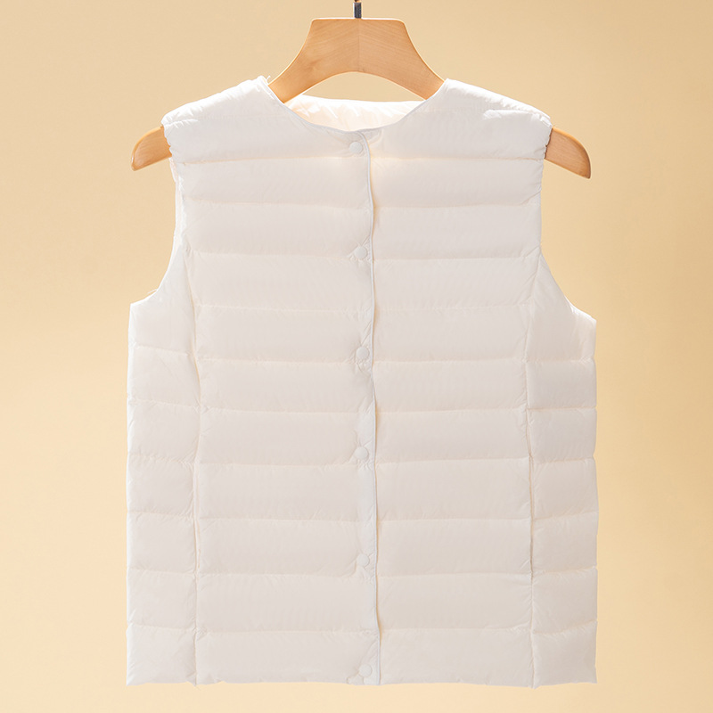 2023 Autumn and Winter Lightweight down Jacket Women's Vest Season New round Neck Liner Vest Waistcoat White Duck down Large Size Coat