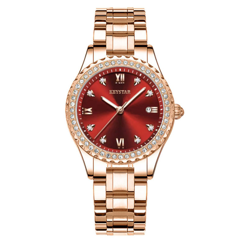 直播爆款全石英非机械女士手表防水夜光镶钻双日历韩版女学生腕表